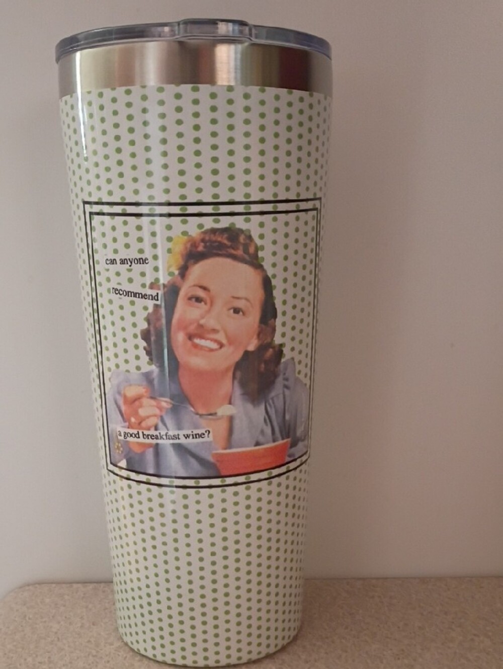 Anne Taintor. Retro Polka Dot Green Travel Tumbler!